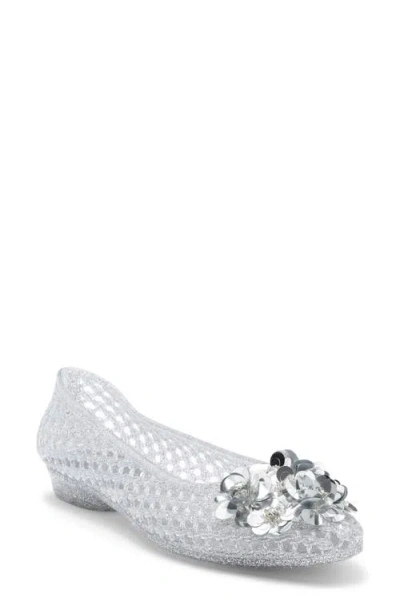 Jeffrey Campbell Whimzy Jelly Flat In Silver