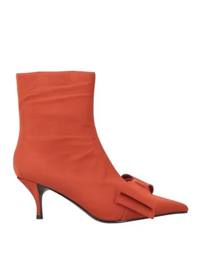Jeffrey Campbell Woman Ankle Boots Rust Size 10 Textile Fibers In Red