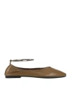 Jeffrey Campbell Woman Ballet Flats Khaki Size 7 Leather In Beige