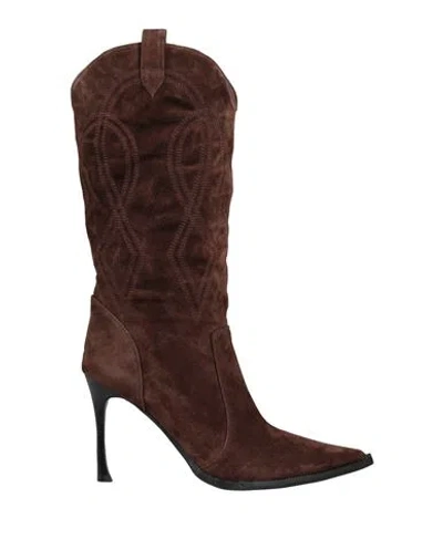 Jeffrey Campbell Woman Boot Dark Brown Size 9 Leather In Brown Suede