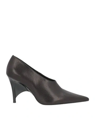 Jeffrey Campbell Woman Pumps Black Size 8 Leather In Brown