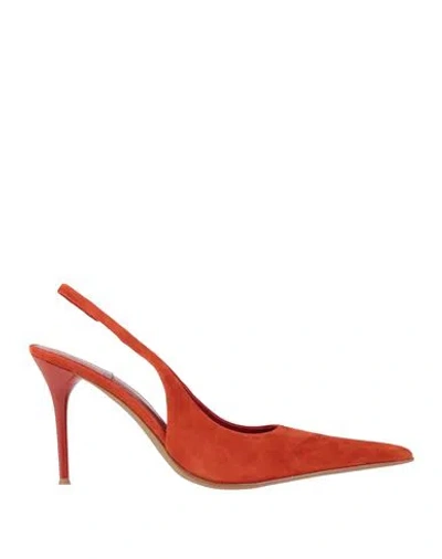 Jeffrey Campbell Woman Pumps Orange Size 7 Leather