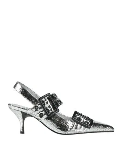 Jeffrey Campbell Woman Pumps Silver Size 7 Leather