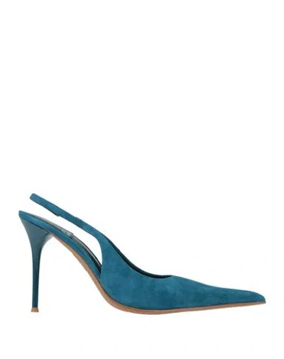 Jeffrey Campbell Woman Pumps Turquoise Size 7 Leather In Blue