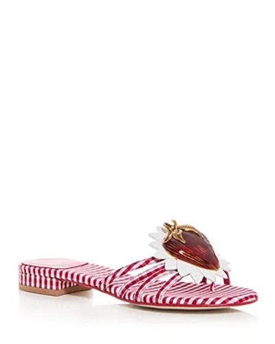 Jeffrey Campbell Abeegail Flip Flop In Red/white/gingham/strawberry
