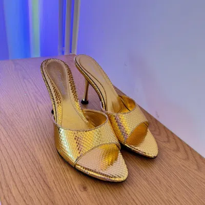 Jeffrey Campbell Women's Agent Mule Sandal In Gold Metallic Snake In Multi