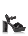 Jeffrey Campbell Women's Amma Platform High Block Heel Sandals In Black Crinkle Patent