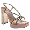 Jeffrey Campbell Women's Aperitivo Metallic Platform Heeled Sandal In Rose Gold Metallic In Multi