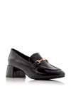 Jeffrey Campbell Women's Archives Block Heel Loafers In Black Crinkle Patent Gold