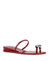 Jeffrey Campbell Balia Wedge Sandal In Red Shiny Clear