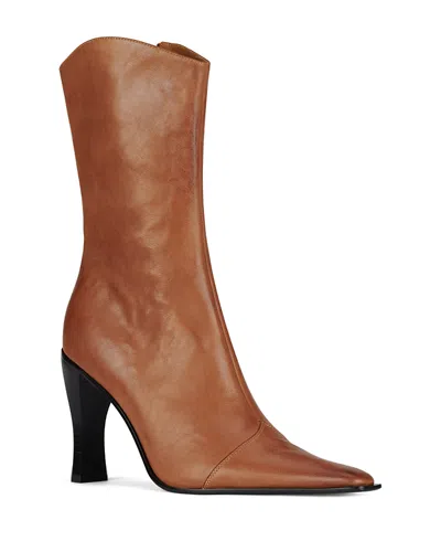 Jeffrey Campbell Women's Be-bold Snip Toe High Heel Boots In Camel Distressed