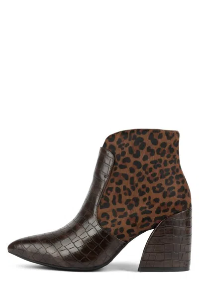 Jeffrey Campbell Women's Bentlee Calf Hair Cheetah Print Leather Boots In Brown