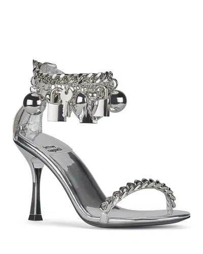 Jeffrey Campbell Women's Charmz-ch Charm Embellished Metallic High Heel Sandals In Silver Silver