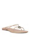 Jeffrey Campbell Cherished Dome-stud Strappy Flat Sandals In Buff,silver