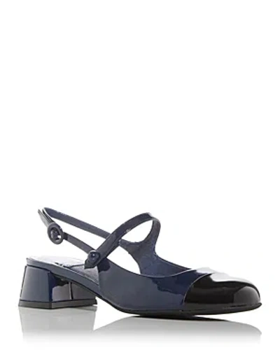 Jeffrey Campbell Women's Cou-cou Slingback Mary Jane Pumps In Navy/black Patent