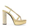 Jeffrey Campbell Women's Embellished Sling Back Platform Sandal In Nuite Gold In Multi
