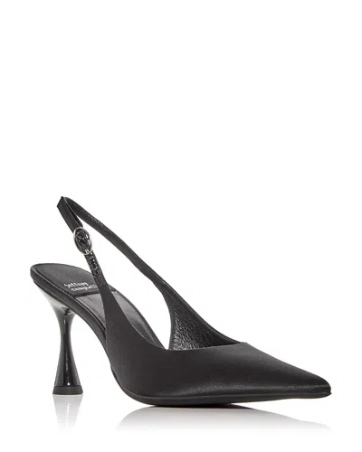 Jeffrey Campbell Women's Estella Slingback Pointed Toe Pumps In Black Satin