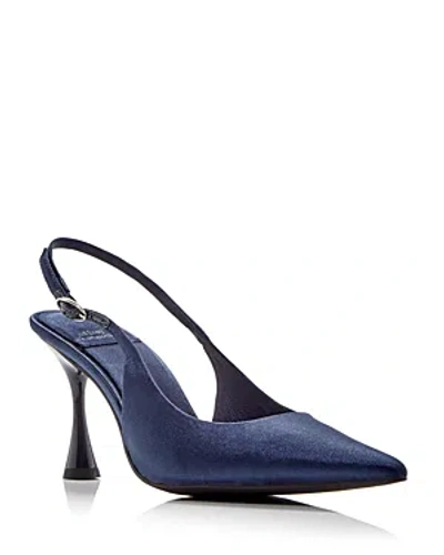Jeffrey Campbell Women's Estella Slingback Pointed Toe Pumps In Navy Satin