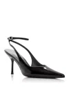 Jeffrey Campbell Executive Ankle Strap Pointed Toe Slingback Pump In Black Patent