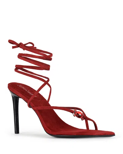 Jeffrey Campbell Women's Faery Ankle Tie Sandals In Red Suede