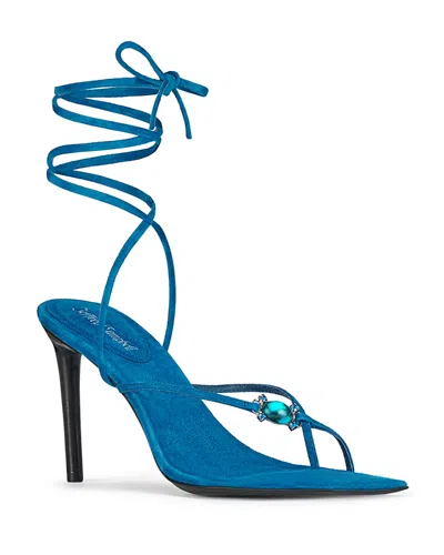 Jeffrey Campbell Women's Faery Ankle Tie Sandals In Turquoise Suede