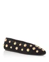 Jeffrey Campbell Fathom Studded Ballet Flat In Black Suede Gold