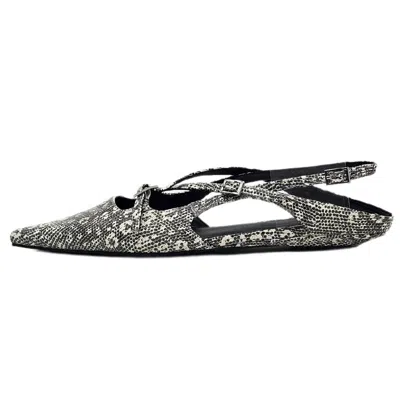 Jeffrey Campbell Women's Fax-me-lo Sling Ballerina Flats In Black White Lizard In Multi