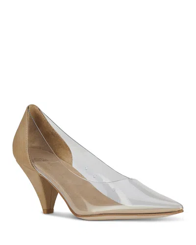 JEFFREY CAMPBELL WOMEN'S GRAPHIX TRANSLUCENT & FAUX SUEDE PUMPS