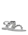Jeffrey Campbell Gum-drop Studded Flat Jelly Sandals In Clear,silver