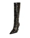 Jeffrey Campbell Holey Pointed Toe Knee High Boot In Black Silver Gold