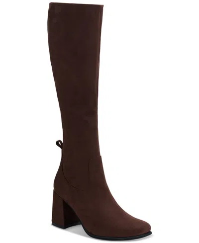 Jeffrey Campbell Women's Hotlava Square-toe Block-heel Boots In Dark Brown Suede