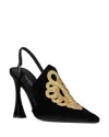 Jeffrey Campbell Women's Huzzah Embroidered Slingback Pumps In Black