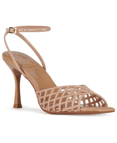 Jeffrey Campbell Women's Lattix Caged Jelly Mid-heel Dress Sandals In Brown
