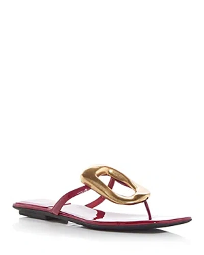 Jeffrey Campbell Women's Linques Thong Sandals In Cherry Red Patent Gold