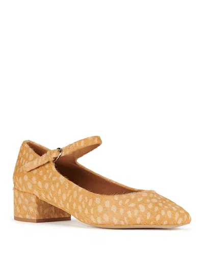 Jeffrey Campbell Women's Mannerly-f Calf Hair Mary Jane Pumps In Tan Cream Dots