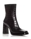 Jeffrey Campbell Women's Maximal Embossed Block Heel Booties In Black Croco Patent