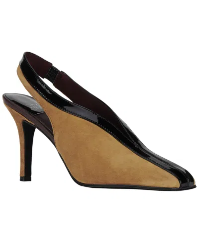 Jeffrey Campbell Women's Means Slingback Square Toe Pumps In Beige Suede,black Combo