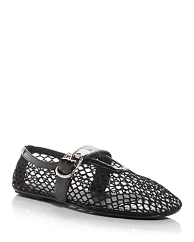 Jeffrey Campbell Women's Mesh Net Mary Jane Flats In Black Patent Combo