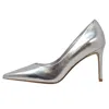 Jeffrey Campbell Women's Nikia Pump In Silver Crinkle In Multi