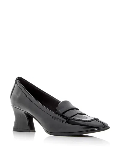 Jeffrey Campbell Women's Nonfiction Block Heel Penny Loafers In Black Patent