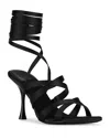 Jeffrey Campbell Obsessed Ankle Wrap Sandal In Black Satin