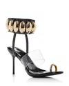 Jeffrey Campbell Women's Occasion Ankle Embellished High Heel Sandals In Black Patent Gold