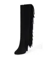 Jeffrey Campbell Women's Old West Fringe Boots In Black Suede