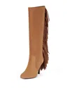 Jeffrey Campbell Women's Old West Fringe Boots In Tan Suede