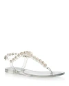Jeffrey Campbell Pearlesque Imitation Pearl Ankle Strap Sandal In Clear