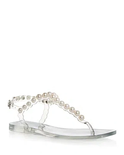 Jeffrey Campbell Women's Pearlesque Embellished Thong Sandals In Clear