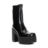 Jeffrey Campbell Women's Refresh L Black Crinkle Patent Leather Platform Boots