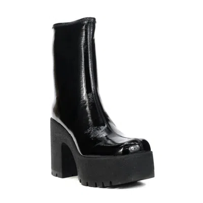 Jeffrey Campbell Women's Refresh L Black Crinkle Patent Leather Platform Boots