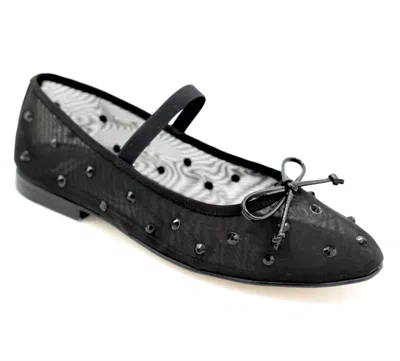 Jeffrey Campbell Women Releve Mary Jane Ballet Flat In Black Mesh With Gems In Multi