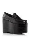 Jeffrey Campbell Women's Soaring Croc Embossed Platform Loafers In Black Croc
